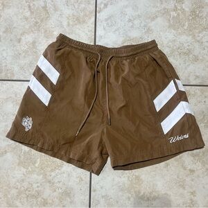 DARC SPORT Men Shorts Medium Brown WOLVES Head Embroidery Limited Lined Mesh